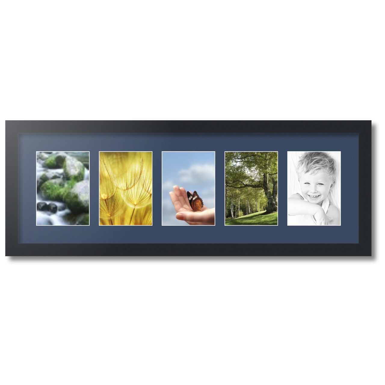 ArtToFrames Collage Photo Picture Frame with 5 - 5x7 inch Openings, Framed in Black with Over 62 Mat Color Options and Plexi Glass (CSM-3926-152)